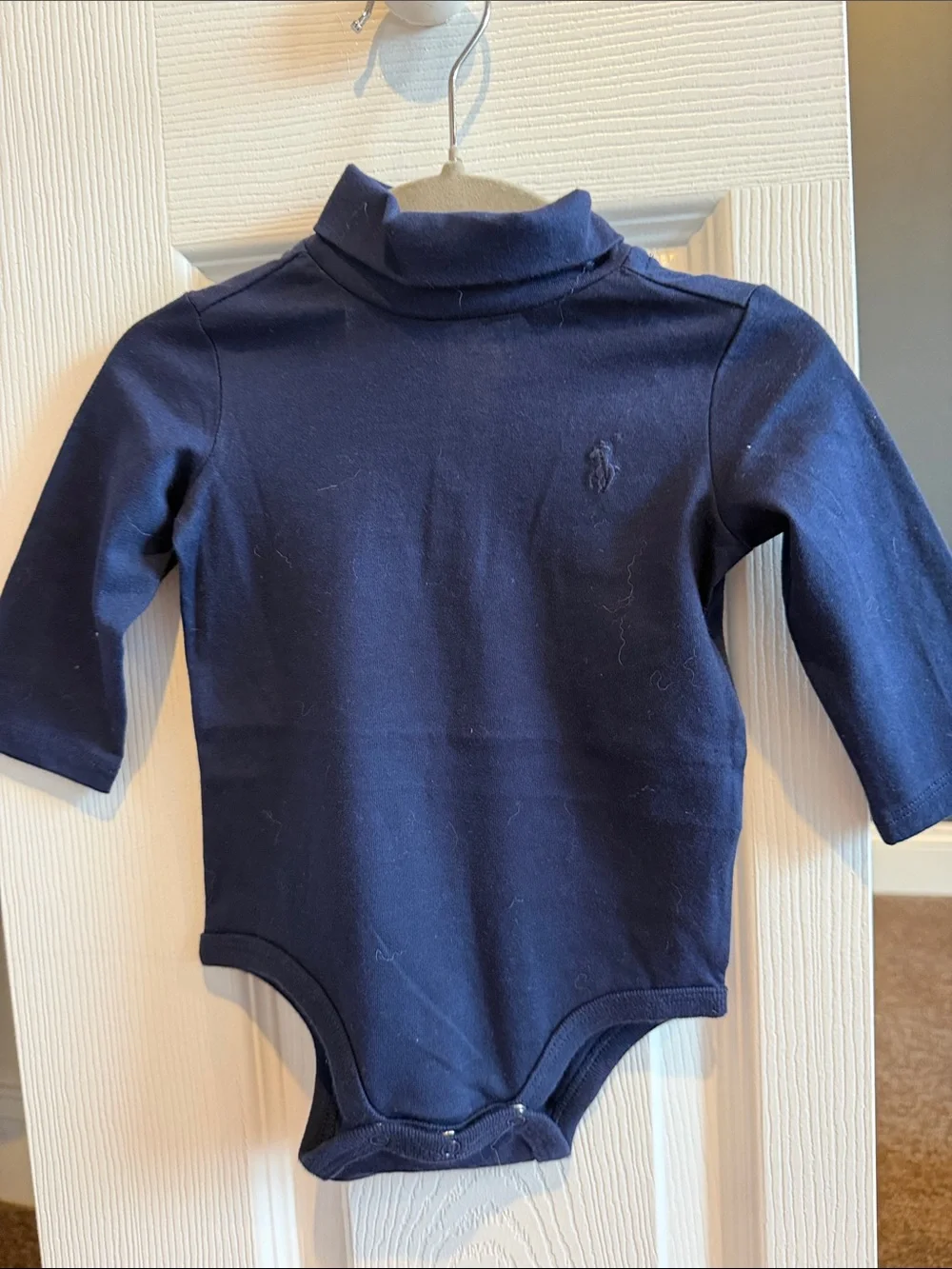 Ralph Lauren baby Navy Long-Sleeve Turtleneck Bodysuit 3m new with tags